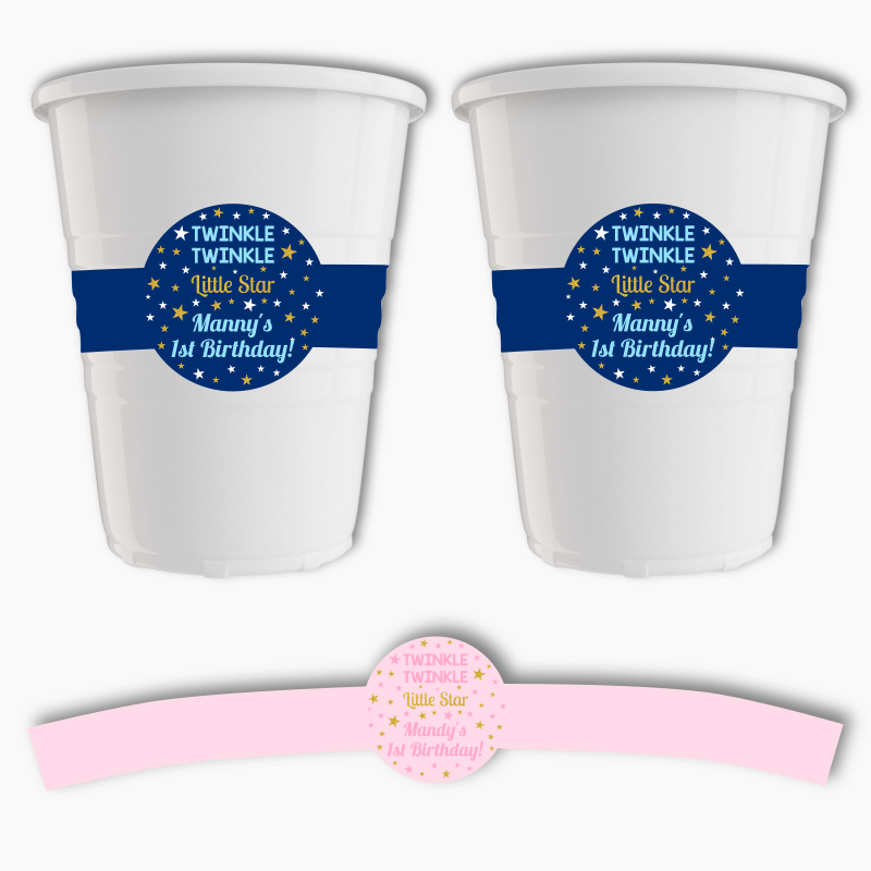 Personalised Twinkle Twinkle Little Star Party Cup Stickers
