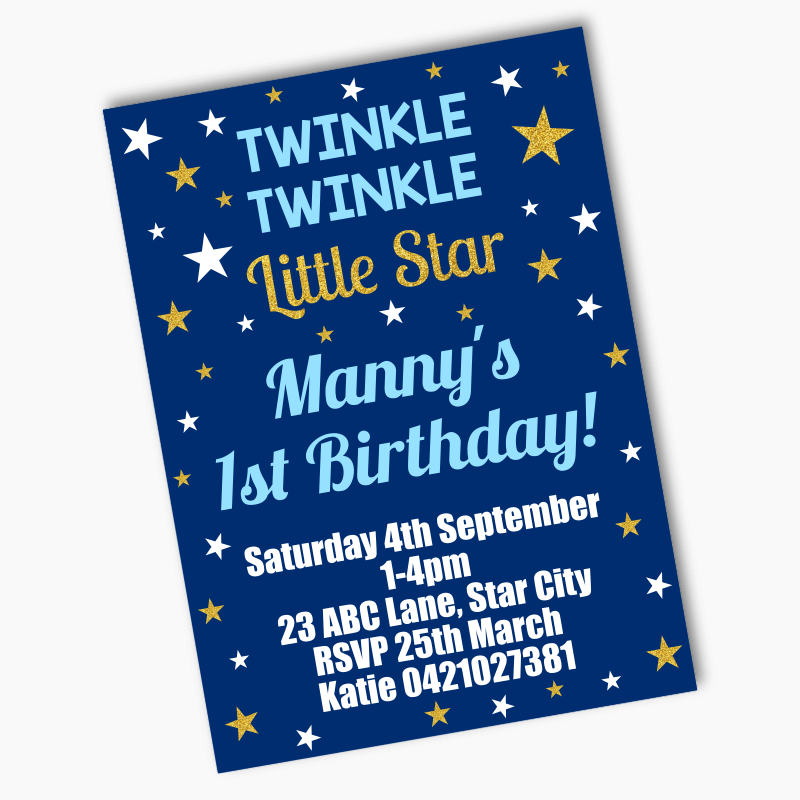 Boys Twinkle Twinkle Little Star Party Invites