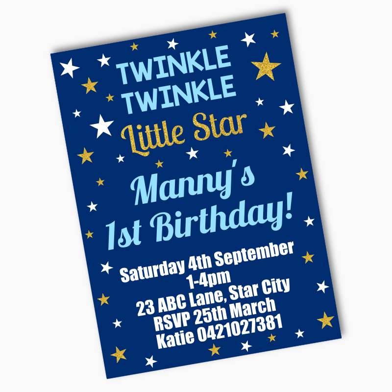 Girls Twinkle Twinkle Little Star Party Invites