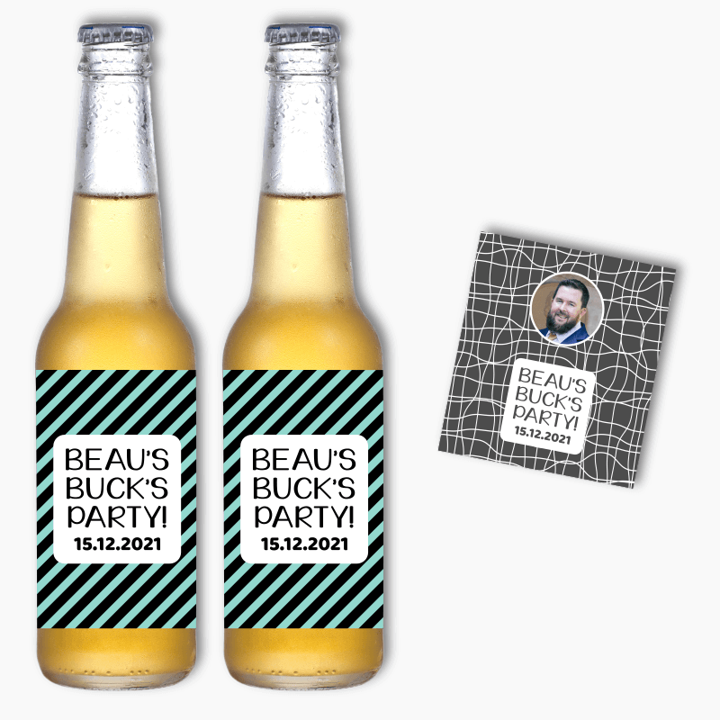 Fun Patterned Bucks Party Beer Labels
