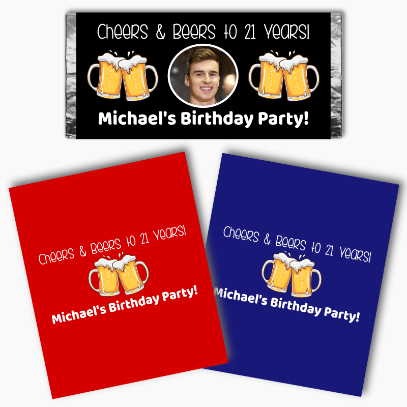 Personalised Cheers & Beers Party Mini Chocolate Labels