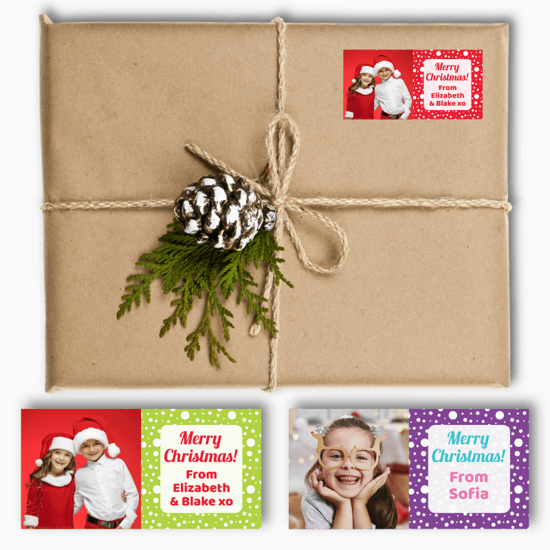 Personalised Jolly Christmas Gift Labels with Photo