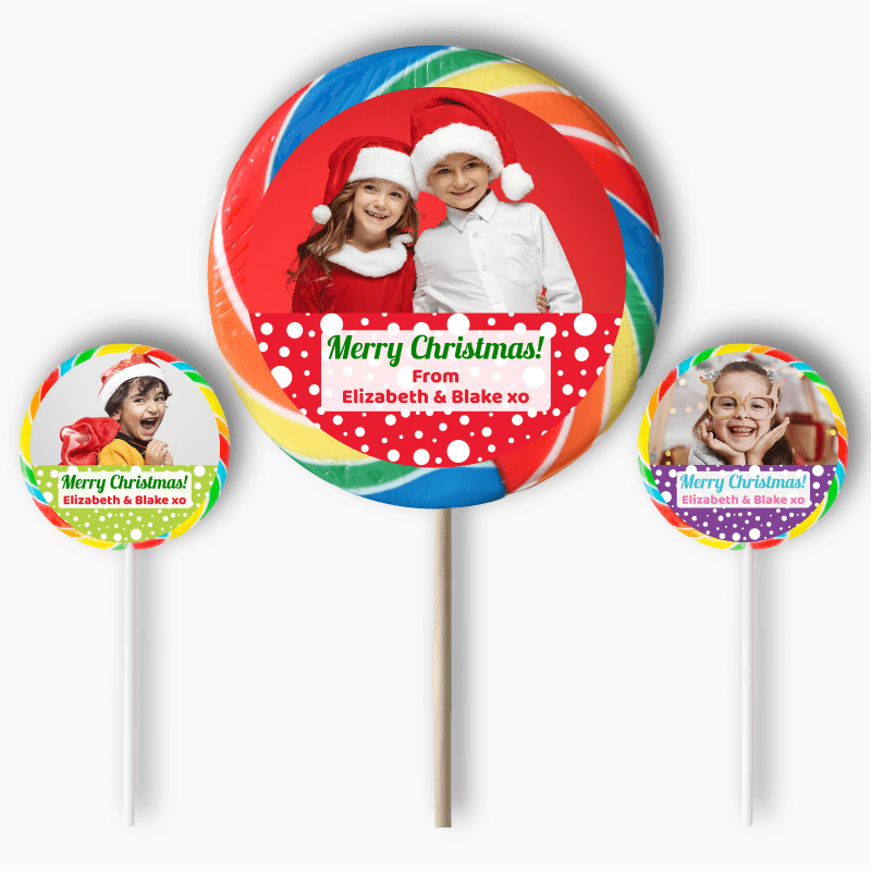 Personalised Jolly Christmas Gift Round Stickers with Photo