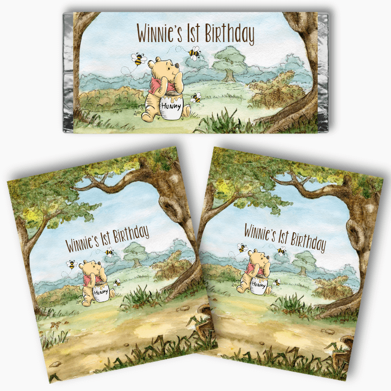 Personalised Classic Winnie the Pooh Mini Chocolate Labels