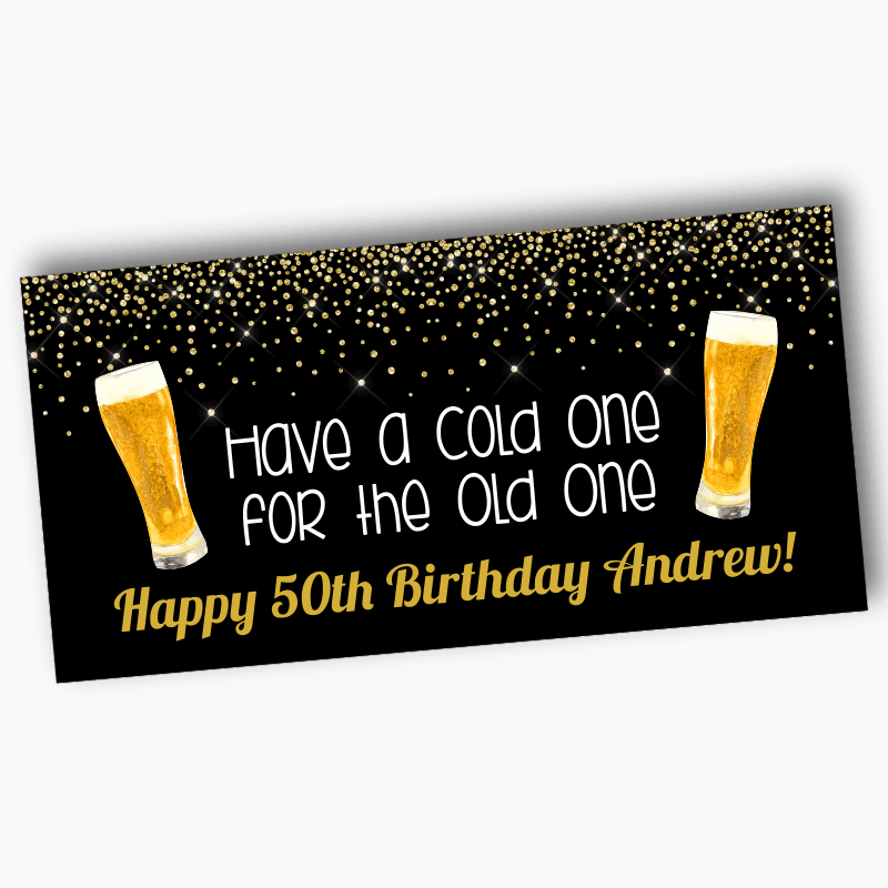 Personalised Cold One for the Old One Birthday Party Banners