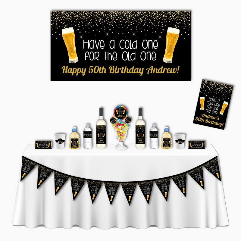 Personalised Cold One for the Old One Deluxe Birthday Party Pack