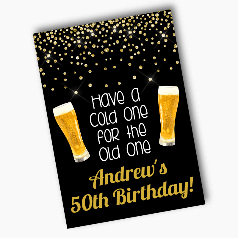 Personalised Cold One for the Old One Birthday Party Posters