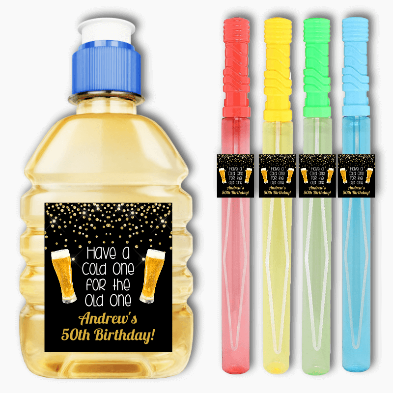 Personalised Cold One for the Old One Party Rectangle Stickers