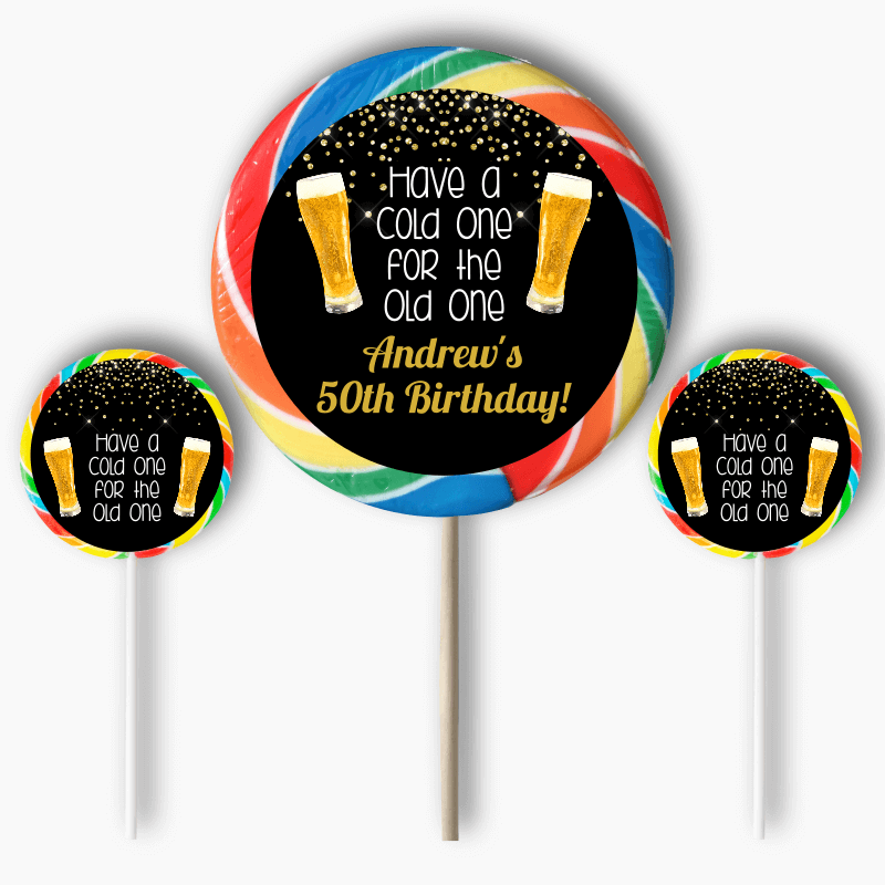 Personalised Cold One for the Old One Party Round Stickers