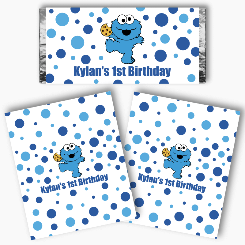 Personalised Cookie Monster Party Mini Chocolate Labels