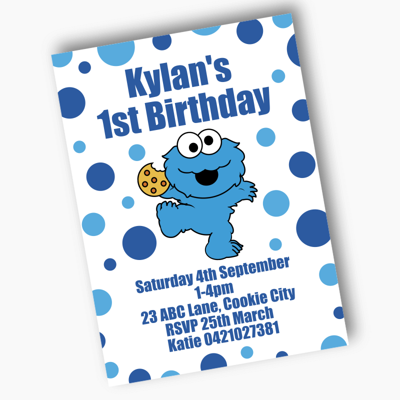 Personalised Cookie Monster Party Invites