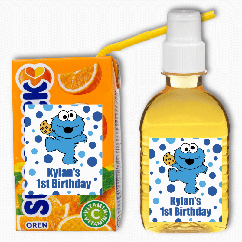 Cookie Monster Birthday Party Rectangle Drink Labels