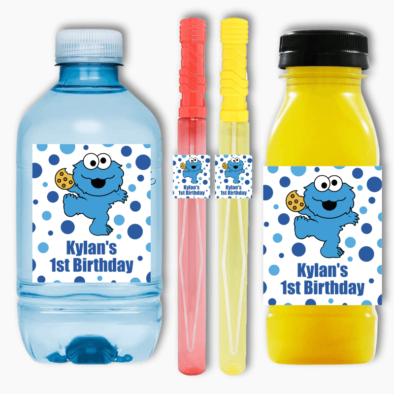 Cookie Monster Birthday Party Rectangle Favour Stickers