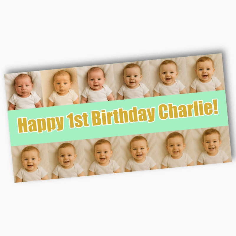 Personalised Photo Collage 1st Birthday Party Banners