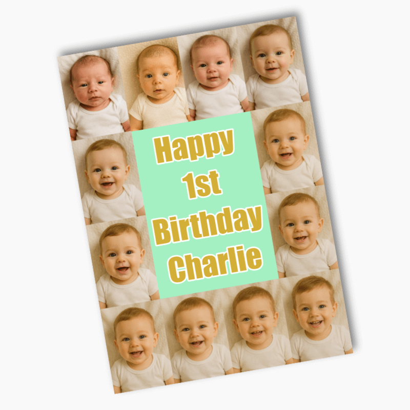 Personalised Photo Collage 1st Birthday Party Posters