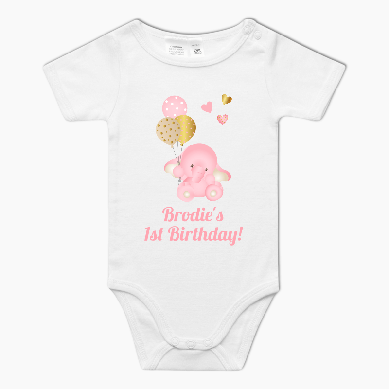 Personalised Blue Baby Elephant Baby One-Piece Romper