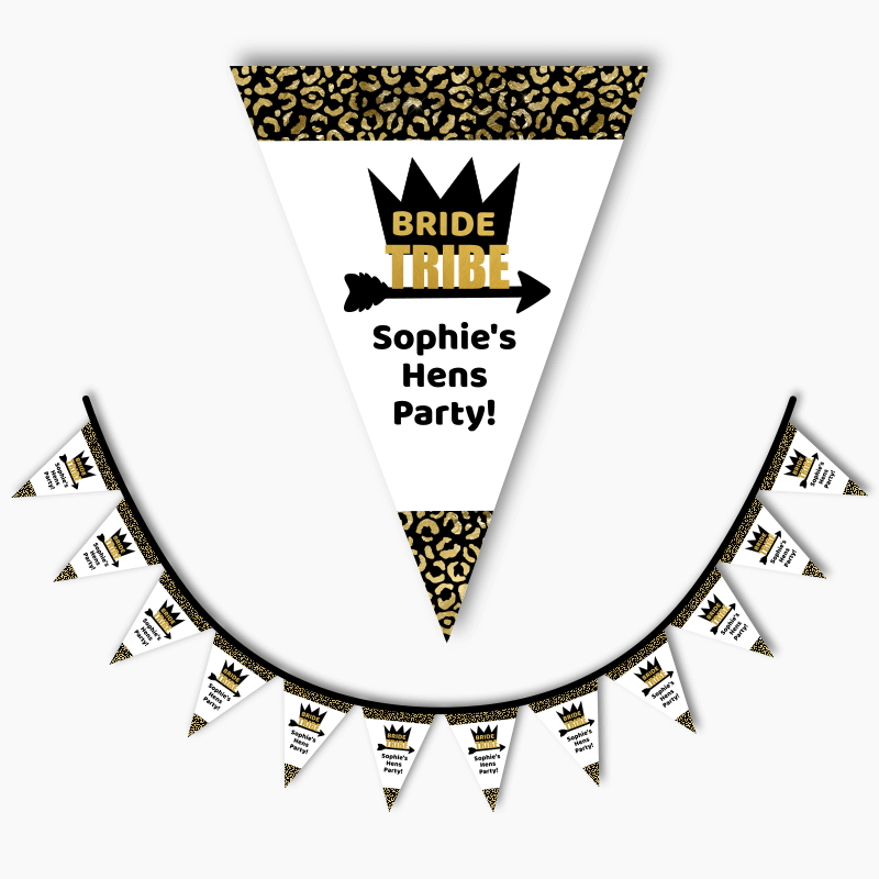 Personalised Black & Gold Bride Tribe Hens Party Flag Bunting