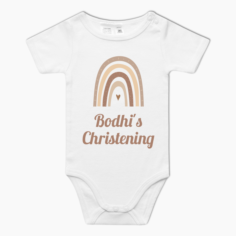 Personalised Boho Rainbow Party Baby One-Piece Romper