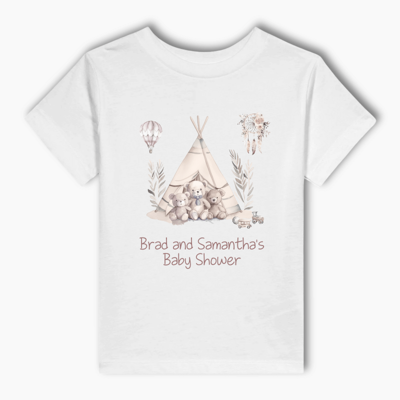 Personalised Boho Teddy Bears Baby Shower Adults T-Shirt