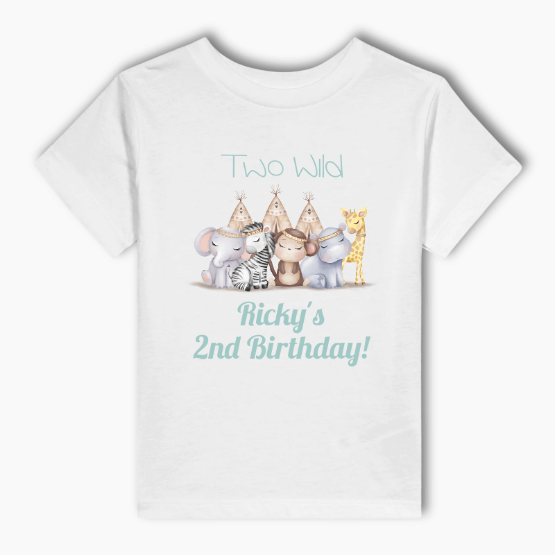 Personalised Boys Boho Jungle Animals Kids T-Shirt