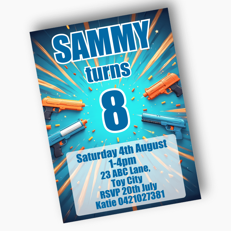 Personalised Toy Blaster Party Invites