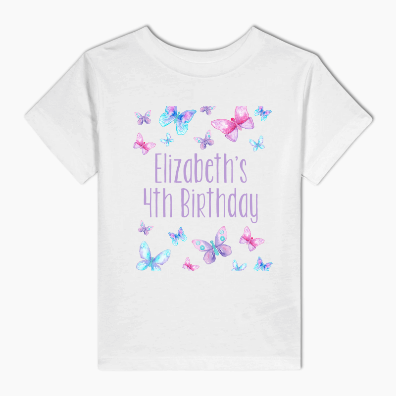 Personalised Butterfly Birthday Party Kids T-Shirt