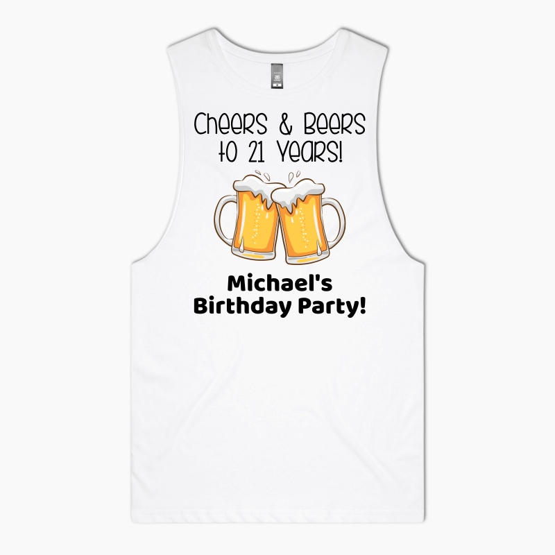 Custom Cheers & Beers Birthday Party Tank Singlet - Black