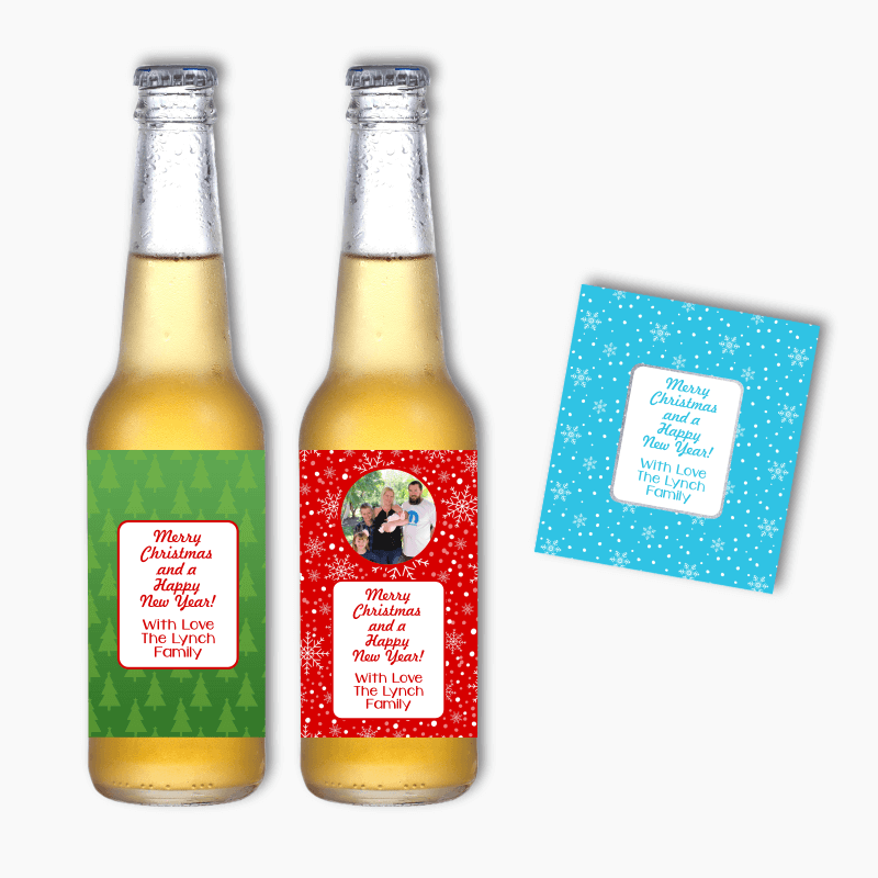 Personalised Festive Christmas Gift Beer Labels