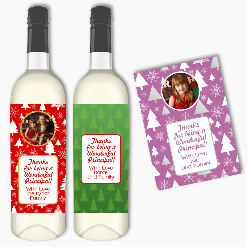 Personalised Festive Thank You Principal Gift Wine Labels