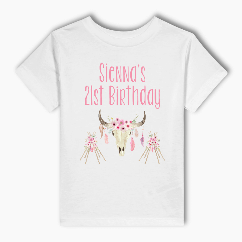 Personalised Floral Boho Skull & Teepees Adults T-Shirt