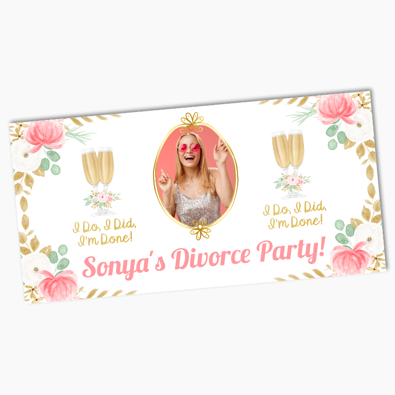 Custom Floral Divorce Party Banners with Photo