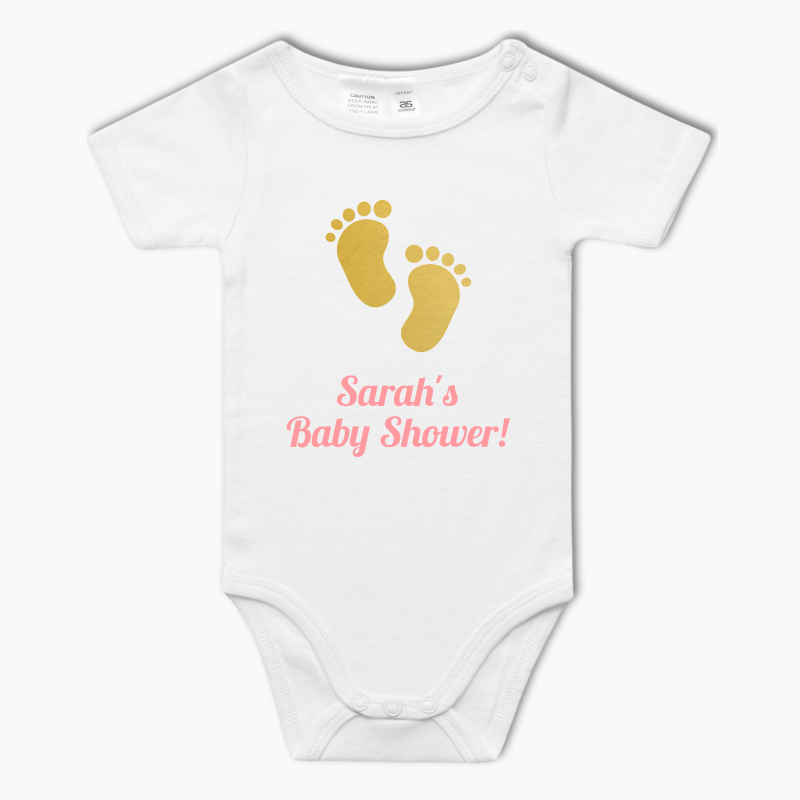 Personalised Floral Footprints Baby Shower One-Piece Romper