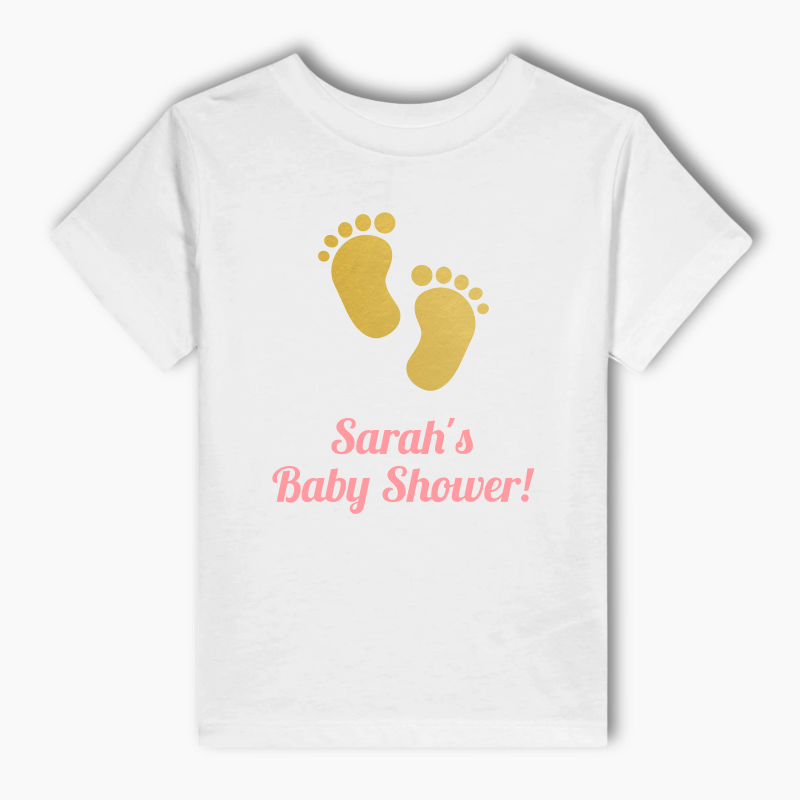 Personalised Floral Footprints Baby Shower Adults T-Shirt