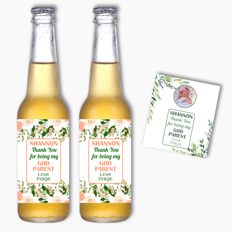 Floral Thank You Godparent Beer Labels