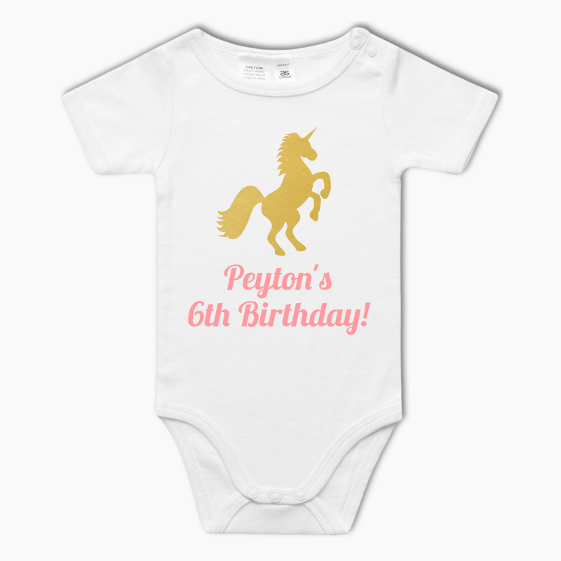 Personalised Floral Unicorn Baby One-Piece Romper