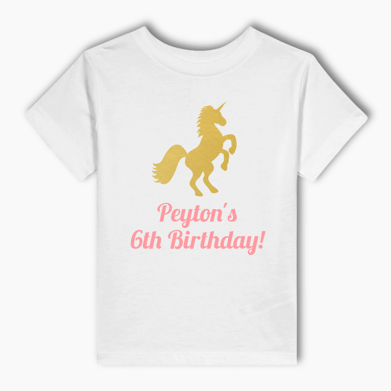 Personalised Floral Unicorn Party Kids T-Shirt