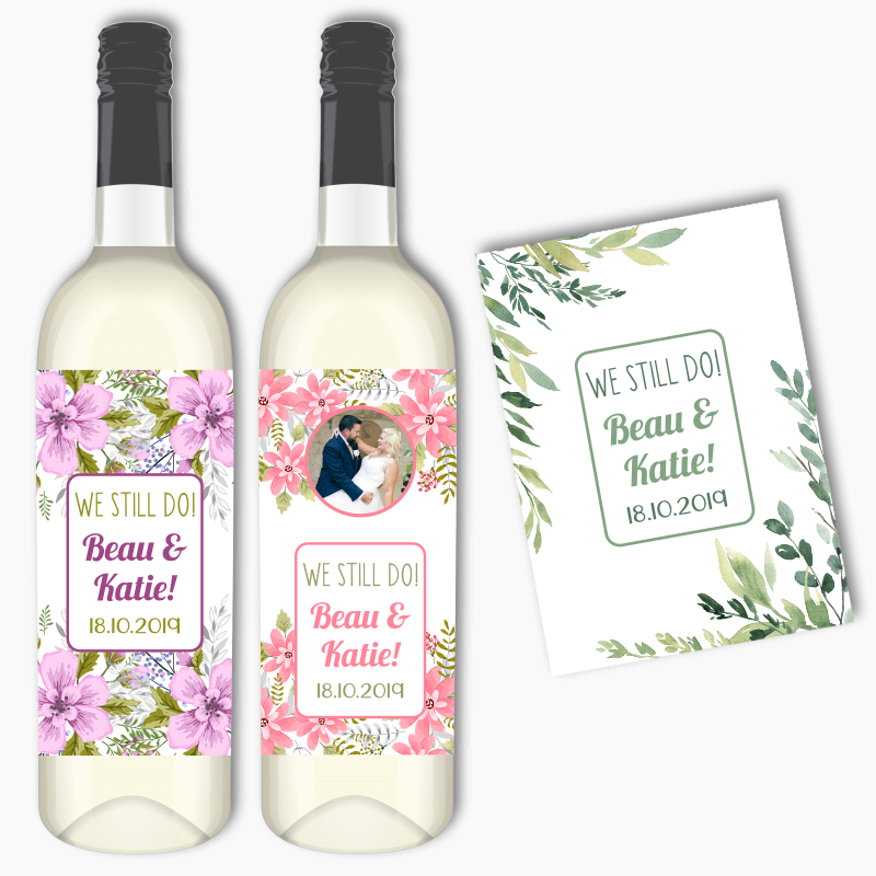 Personalised 'We Still Do' Wedding Vow Renewal Wine Labels