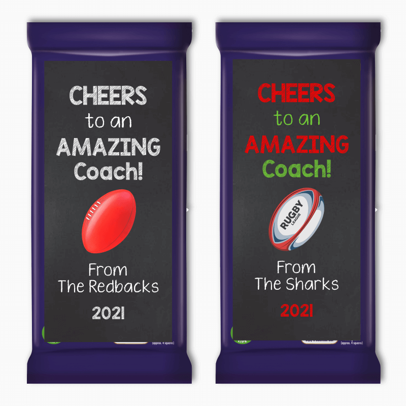 Custom Football Coach Gift Cadbury Chocolate Labels