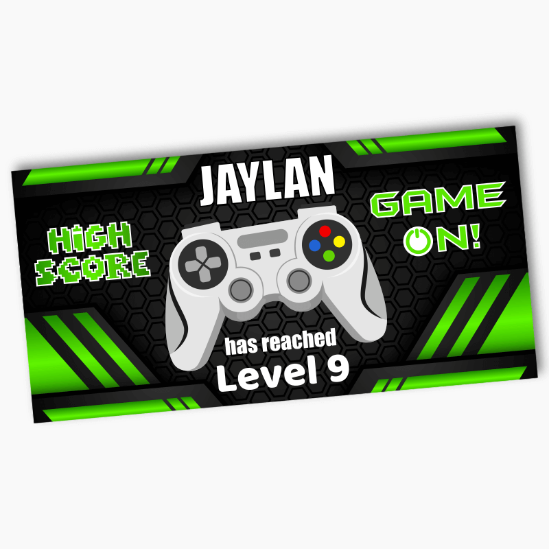 Personalised Gaming Birthday Party Banners - Green