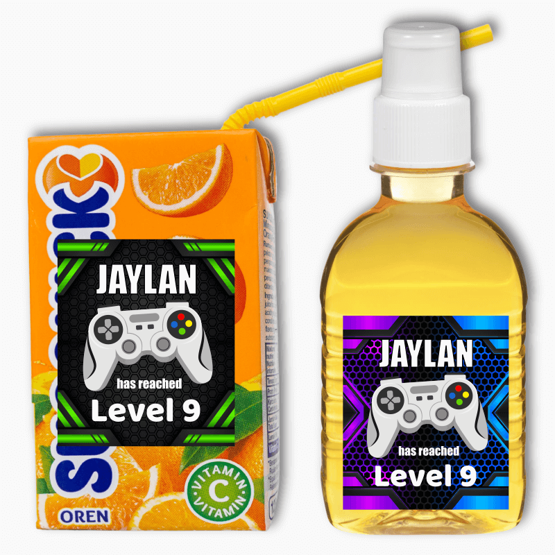 Custom Gaming Birthday Party Rectangle Drink Labels
