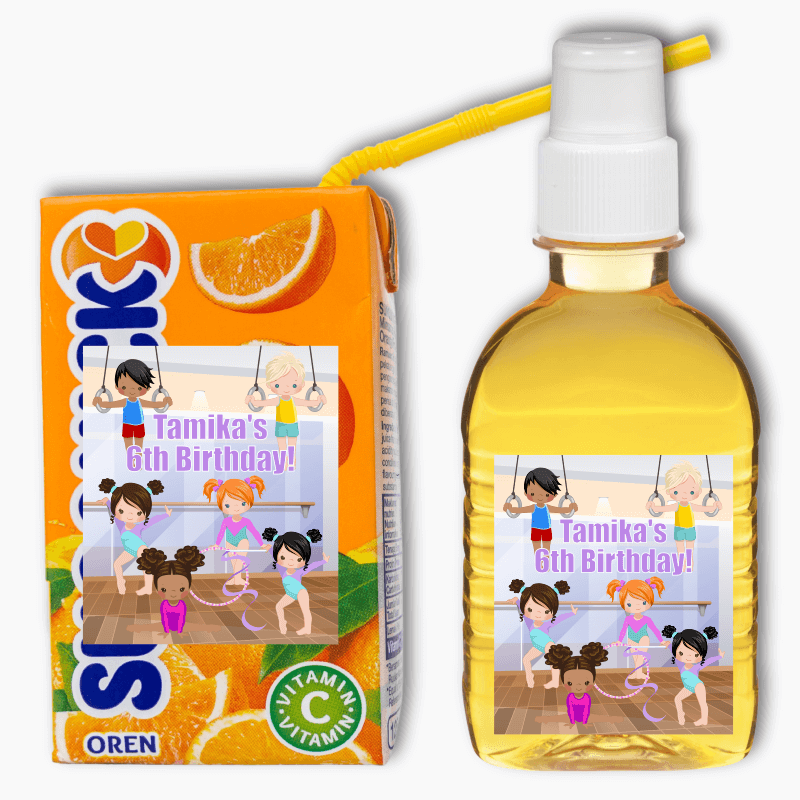 Custom Gymnastics Birthday Party Rectangle Favour Stickers