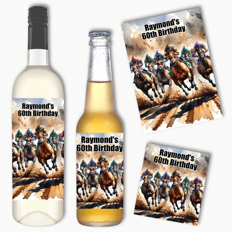 Personalised Horse Racing Party Wine & Beer Labels