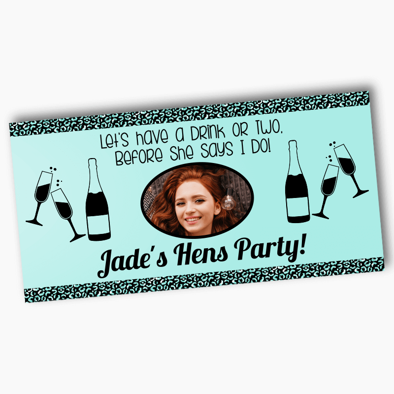Personalised Aqua & Black I Do Hens Party Banners with Photo