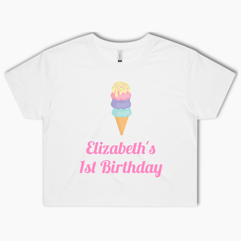 Personalised Ice Cream Party Crop Shirt
