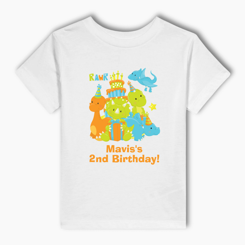 Personalised Little Boys Dinosaur Party T-Shirt