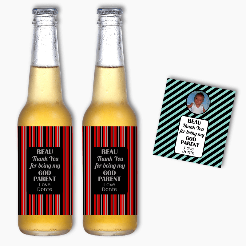 Fun Patterned Thank You Godparent Beer Labels