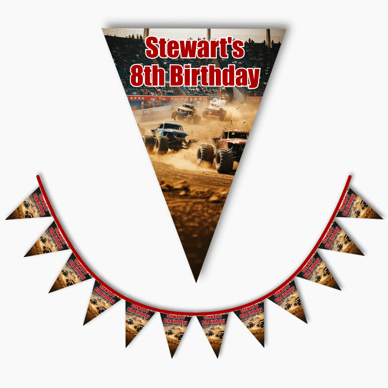 Personalised Monster Trucks Party Flag Bunting