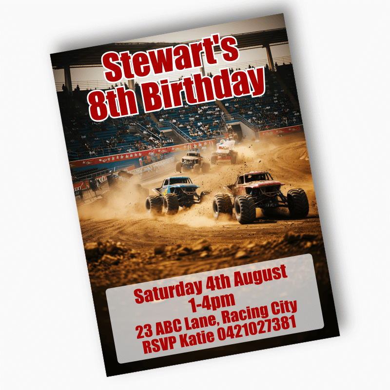 Personalised Monster Trucks Party Invites