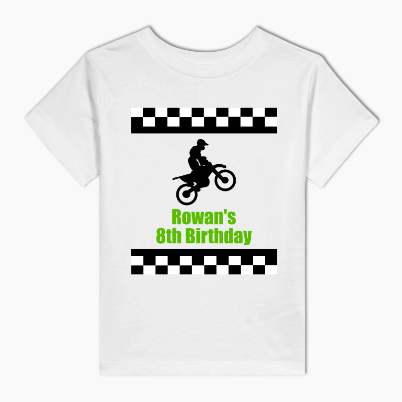 Personalised Motorbike Birthday Party Kids T-Shirt