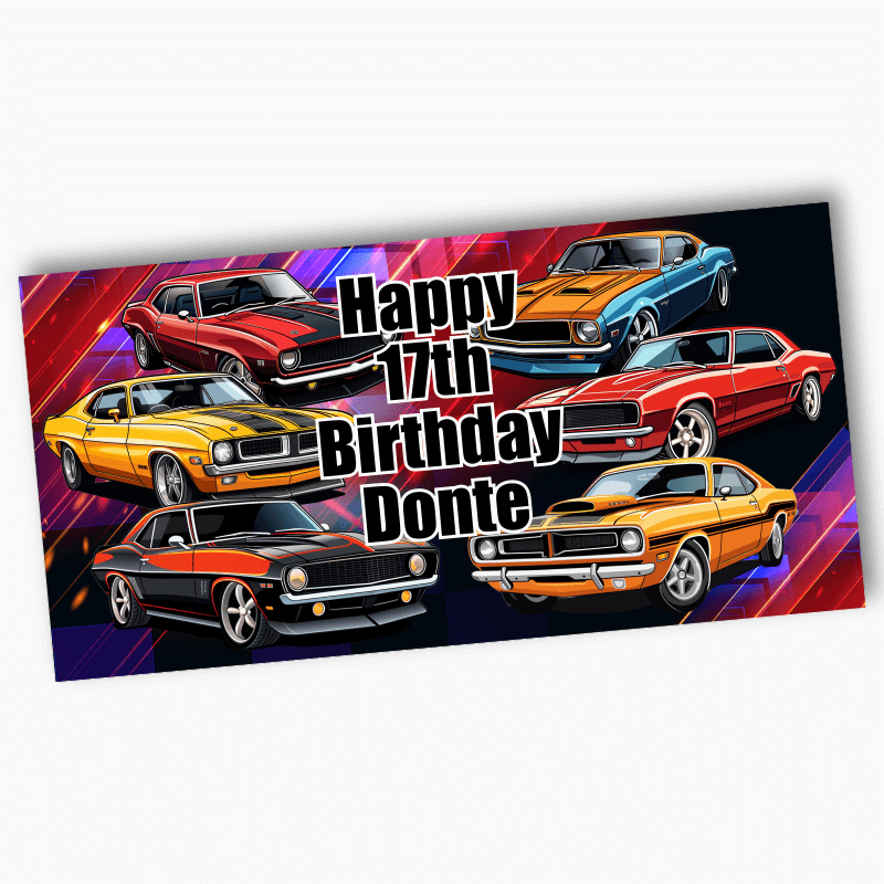 Personalised Muscle Cars Party Banners